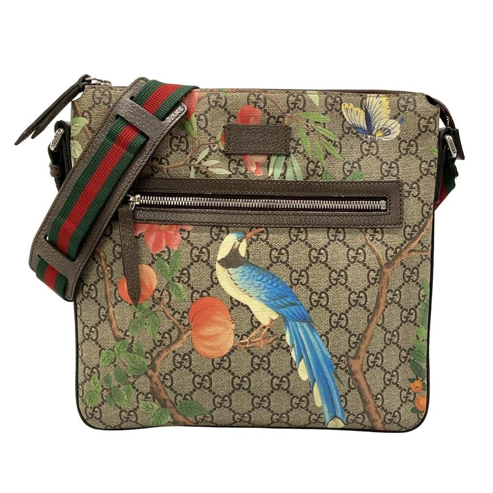 Gucci Tian Shoulder Bag 406408 Dark Brown Beige Multi PVC Leather